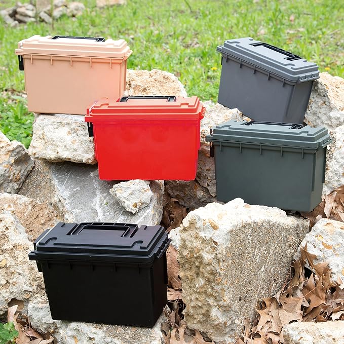 Sheffield Ammo Box Made in USA, Stackable Lockable Ammo Storage Box, Red | Lockable Storage Box, Water and Dust Resistant Dry Box, Secures Hunting Gear, Gun Accessories, Supplies, and Bullets