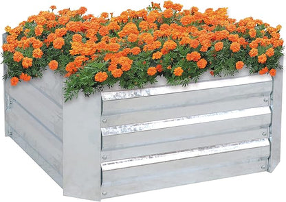 Sunnydaze Galvanized Raised Garden Bed Kit - 2x2x1 ft Outdoor Raised Garden Bed - Metal Planter Box for Vegetables, Flowers, Herbs - Silver - Square