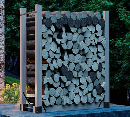 Kingson Adjustable Firewood Rack Bracket Kit, Heavy Duty Log Storage Holder, Metal Fireplace Wood Stand for Outdoor Indoor Patio Deck, Freestanding Fire Wood Rack with Rust-Resistant Finish