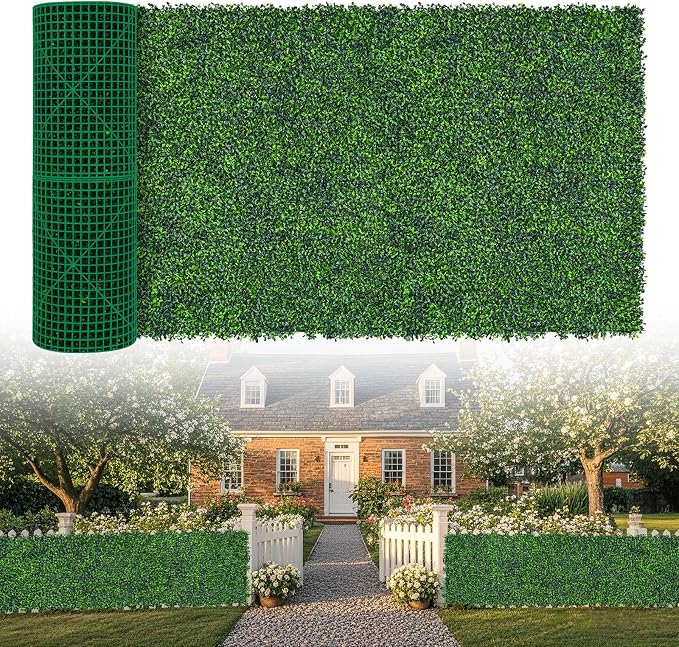 Artificial Boxwood Roll, 48x160 in (54 sqft) UV-Anti Faux Ivy Grass Wall Backdrop for Balcony Privacy, Fake Grennery Wall Decor for Garden, Patio, Backyard