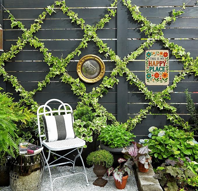 Funnysign Garden Gifts This Is My Happy Place Vintage Tin Sign for Home Garden Greenhouse Patio Yard Decor 8 X 12 Inch(3981)