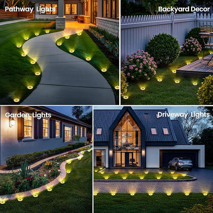 PATIOWIN 10 Pack Small Solar Ground Lights, Pathway Lights Waterproof, Outdoor Solar Light for Garden, Driveway, Walkway, Backyard (Warm White)