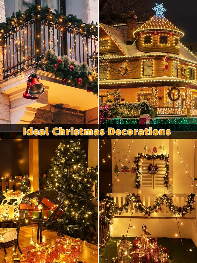 BrightChristmas 500 LED 164 FT Christmas Lights, Waterproof Outdoor String Lights with Remote and Timer, Christmas Tree Lights with 8 Modes Dimmable, Fairy Lights for Holiday Decor (Warm White)