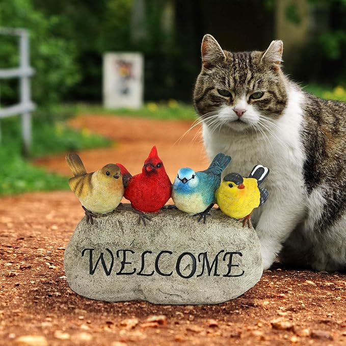 Birdy Welcome Garden Stone Statue: Large