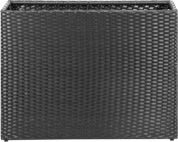 HPC Decor Planters, Plastic Planter for Outdoor Plants Handmade Wicker Large Rectangular Block Planter Box with Removable Liners, Modern Planter for Indoor Outdoor Patio Porch Deck.