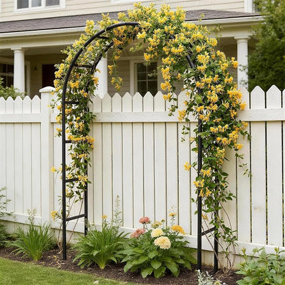 Thickened Rustproof Garden Arch Metal Trellis for Climbing Plants Outdoor, Wedding Arch Garden Arbor Frame Archway 4.9 x8.1 or 7.9 x6.7Ft Flower Arches for Bridal Party Decoration (Black)