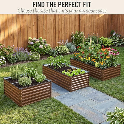 SnugNiture Galvanized Raised Garden Bed 4x4x2FT Outdoor Large Metal Planter Box Steel Kit for Planting Vegetables, Flowers
