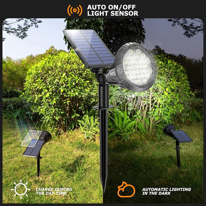 Solar Spot Lights Outdoor, 21 LEDs Solar Outdoor Lights Auto On/Off with 3 Modes, IP67 Waterproof Yard Spotlight Landscape Lighting Garden Wall Lights, 2-in-1 Solar Powered Lights, 2Pack