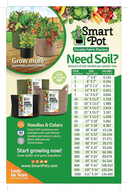 Smart Pots 15-Gallon Smart Pot Soft-Sided Container, Black