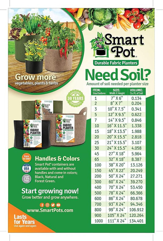 Smart Pots 15-Gallon Smart Pot Soft-Sided Container, Black