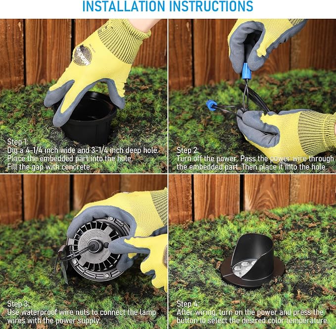 LEONLITE 6-Pack Dia.4 Inch 5CCT Well Lights Shielded Top Black | 1800K/2700K/3500K/4000K/5000K, 12-24V AC/DC, CRI90, Landscape LED In Ground Outdoor, Low Voltage Garden Landscaping, Aluminum