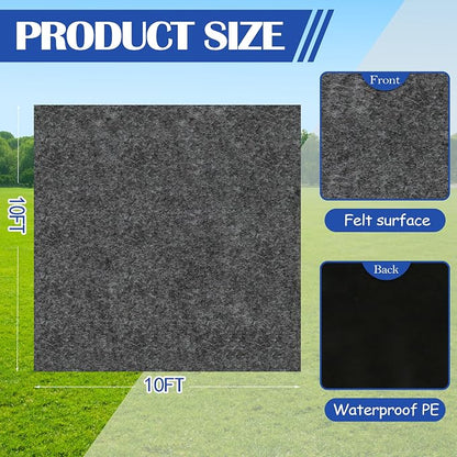 Ogrmar 10x10 FT Outdoor Storage Shed Mat, Waterproof, Felt Top & PE Backing, Non-Slip, Easy to Clean & Cut, Gray