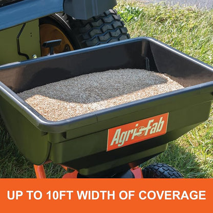 Agri-Fab Tow Behind Broadcast Spreader for Seed and Fertilizer, 85 lb Poly Hopper Capacity with Cable Flow Control, Made in USA