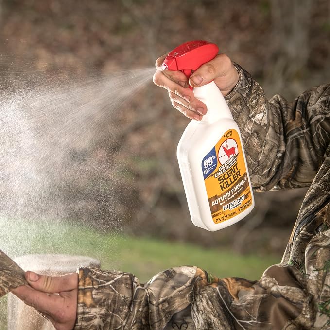 Wildlife Research Center Super Charged Scent Killer Autumn Formula Spray & Refill – Hunting Odor Eliminator with Scent of the Forest Floor – Works for Days – Deer (48 FL OZ Combo)