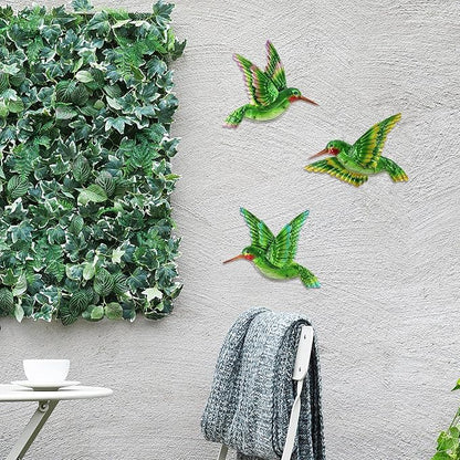 Glass Hummingbird Wall Art Hummingbird Decor Metal Fence Decorative Hanging | J-Fly; Bedroom Garden Patio Porch Fence of Decor 10 Inch, Great gift choice