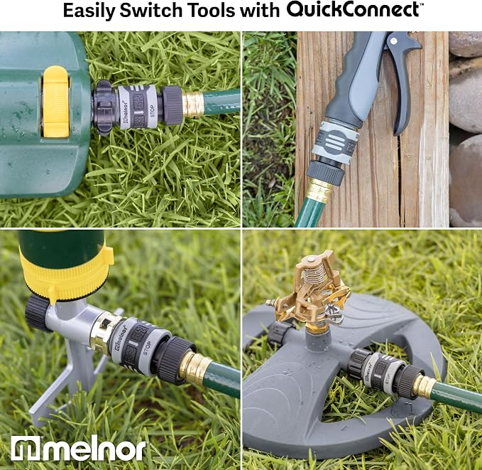 Melnor 65180AMZ 3 Piece Quick Connect Starter Set Connector Bundle, Product Adapter, Product End Connector, Black, Grey