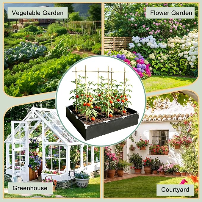 Breathable Felt Raised Garden Bed with PVC Frame, Heavy-Duty Square Planter Box for Vegetables, Herbs & Flowers, 3 Sizes – No Tools Assembly for Patio, Backyard Gardening（3*3*1FT, 2PCS）
