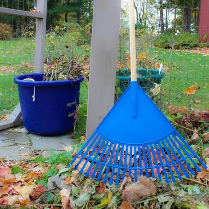 Leaf Rake – 22.5" Resin Head – 48" Hardwood Handle, Blue