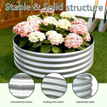 3Pack 4x4x1ft Galvanized Raised Garden Bed, Planter Raised Garden Beds Outdoor, Round Clearance Raised Garden Beds for Gardening Vegetables……