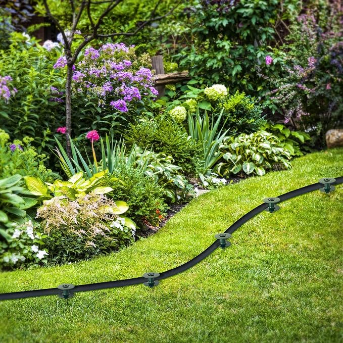 Chumia 10 Inch Garden Hose Guide Spike, Zinc Coated Rustproof Heavy Duty Metal Stake, Sturdy Top, Keeps Garden Hose Out of Flower Beds, Hose Guard for Yard Plant Protection