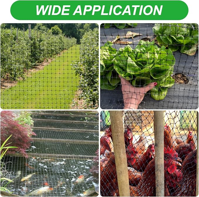 SPORTYOUTH Bird Netting Garden Deer Fence Netting Heavy Duty 5x100 ft | Premium PP Material, Anti Birds Chicken Squirrels, Animals Barrier Net for Fruits Trees Vegetables Plants Flowers Protection