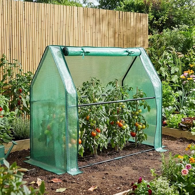 Outvita Mini Greenhouse, Outdoor 3'x3'x3' UV Protected 2-Layer PE Cover Plant Hot House for Flowers, Seed and Vegetables Protection with Roll-up Zippered Doors for Patio Balcony Backyard