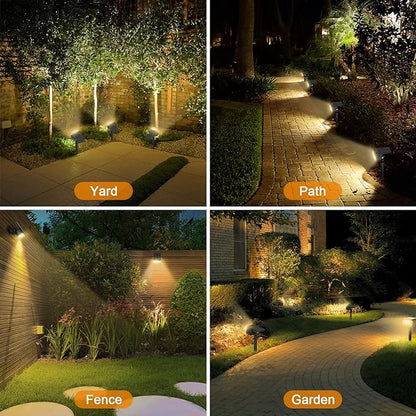 LANSOW Solar Spot Lights Outdoor, [76 LED/4 Pack] 2-in-1 Solar Landscape Spotlights, 3 Modes IP65 Waterproof Dusk to Dawn Solar Powered Flood Wall Lights for Yard Garden Pathway Outside(Warm White)
