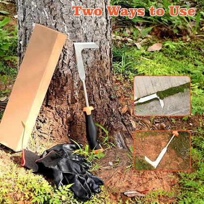 BokingOne Patio Crack Weeder Tool with Ergonomic Handle – Stainless Steel Weed Puller for Patio Sidewalk Driveway Cracks | Rust Resistant Dual-Material Gardening Tool