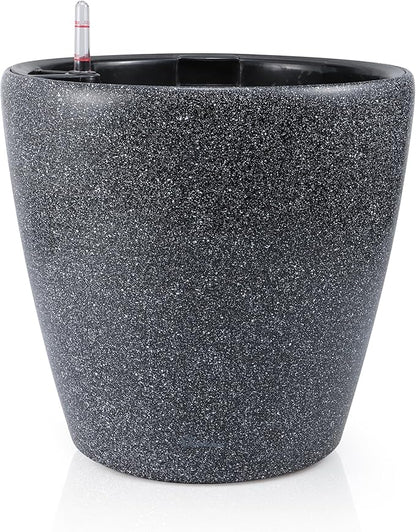 Dexceder 15x14 Self Watering Planter with Wheels (Stone Matte) | Inner Pot Design, Thickened Large Floor Standing Flower Plant Pot with Water Level Indicator Indoor Outdoor