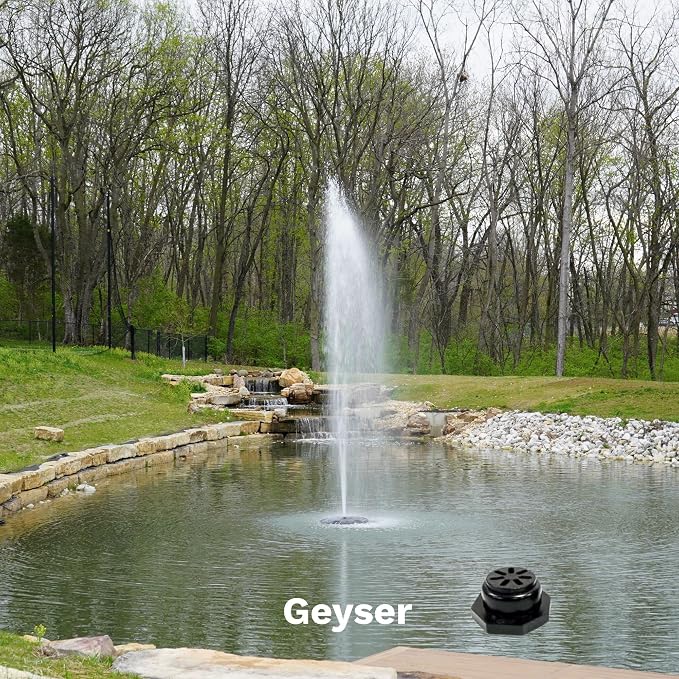 Half Off Ponds 1.75 HP Floating Fountain & Aerator | 14,800 GPH output, 11 spray patterns, Color-changing LED lights, Control box, 200 ft heavy-duty cord