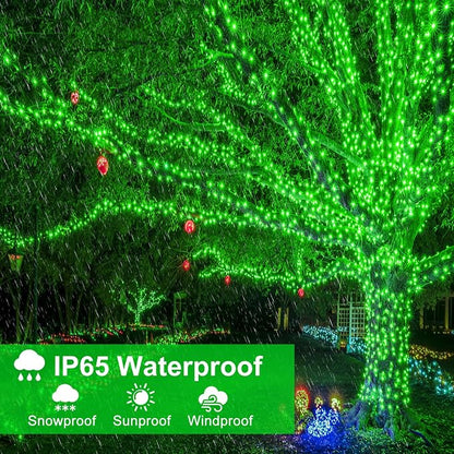 Green Christmas Lights Outdoor, 100FT 300 LED Christmas Tree Lights with 8 Modes, Waterproof Connectable String Lights for Outside Indoor Bedroom House Patio Garden Party Holiday Decorations