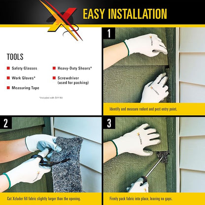 Xcluder Rodent Control Fill Fabric, Large DIY Kit, Stainless Steel Wool, Stops Rats and Mice