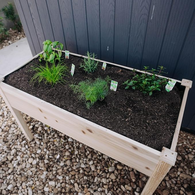 Backyard Expressions Wooden Raised Garden Bed|Elevated Planter Box with Included Bed Liner|Outdoor Vegetable, Flower, and Herb Gardening (4' x 2') | 30 in working height, 10 in deep box, 48 x 24 planting area, liner included, ideal for herbs vegetables...