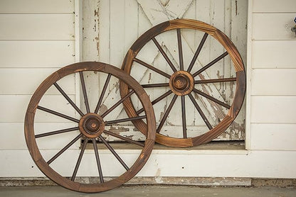 Leigh Country 30-Inch Wooden Wagon Wheel, Rustic Decorative Yard/Garden Décor, for Decoration Only