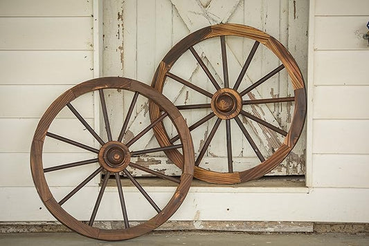 Leigh Country 30-Inch Wooden Wagon Wheel, Rustic Decorative Yard/Garden Décor, for Decoration Only