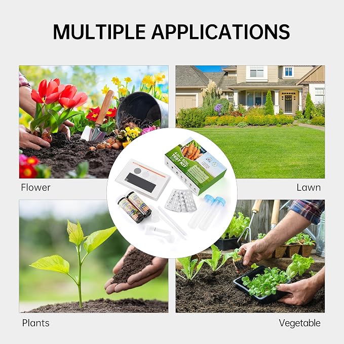 AAwipes Soil Test Kit for 4-in-1 pH, Nitrogen(N), Phosphorus(P), Potassium(K) Levels – 40 Tests for Garden, Lawn, Yard & Plant Care – Reliable Nutrient Tester with Sampling Accessories