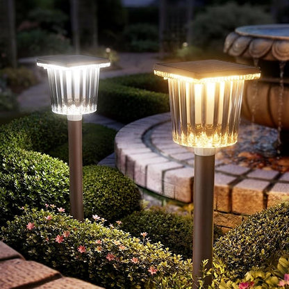 Super Bright Solar Pathway Lights Outdoor Powered 2-Pack,Adjustable Warm&Cool White,Waterproof IP65 Solar Garden Decor Landscape Lighting Outside for Front Yard/Patio/Walkway/Driveway/Lawn/Path Light