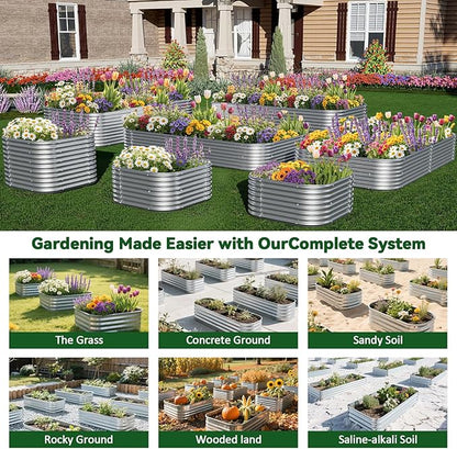 2 Pack Tall Corrugated Galvanized Steel Raised Garden Bed Outdoor, Metal Above Ground Garden Bed for Vegetables and Flowers, Raised Beds for Gardening-3x2x1.5FT