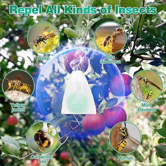 36 Pack Natural Wasp & Bee Repellent, Peppermint Oil Carpenter Bee Repellent for Yellow Jackets, Hornets, Mud Wasp Deterrent for Indoor Outdoor Patio Garden Porch, Pet and Human Safe, 36 Mesh Bags