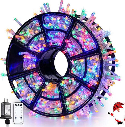 JMEXSUSS 1000 LED Multicolor Christmas String Lights Outdoor,Colorful Christmas Tree Lights Clear Wire, Twinkle Lights Plug in for Tree Xmas Decorations