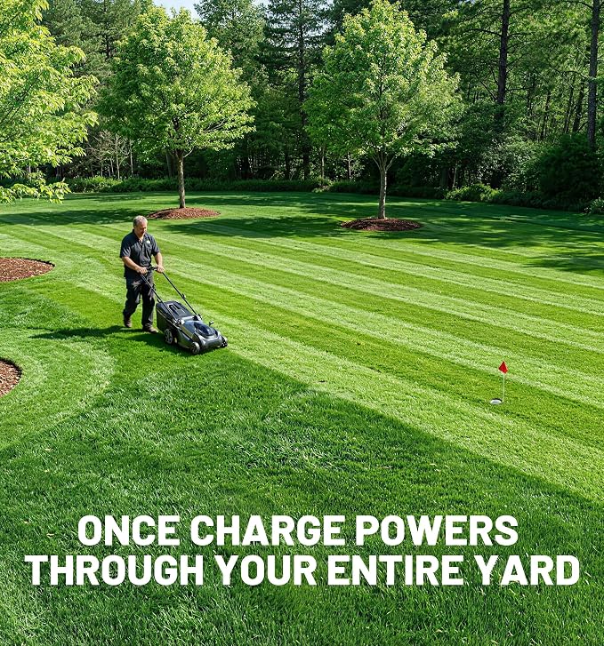40V 18" (Push) Lawn Mower 2-in-1 Mulching/Bagging Brushless Cordless Electric Lawn Mower with 6-Position Height Adjustment, Include 5.0Ah Battery x 2 and Rapid Charger
