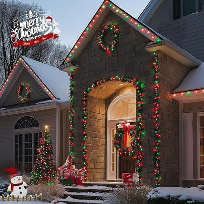 JMEXSUSS 600 LED Christmas String Lights Outdoor, Red and Green Lights Clear Wire, Christmas Twinkle String Lights Plug in for Tree Xmas Decorations