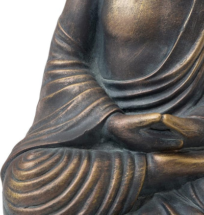 Glitzhome 19-inch Zen Meditation Buddha Garden Statue, Bronze Indoor and Outdoor Sculpture, Hand-Finished MGO & Fiberglass Decor for Home Patio Yard