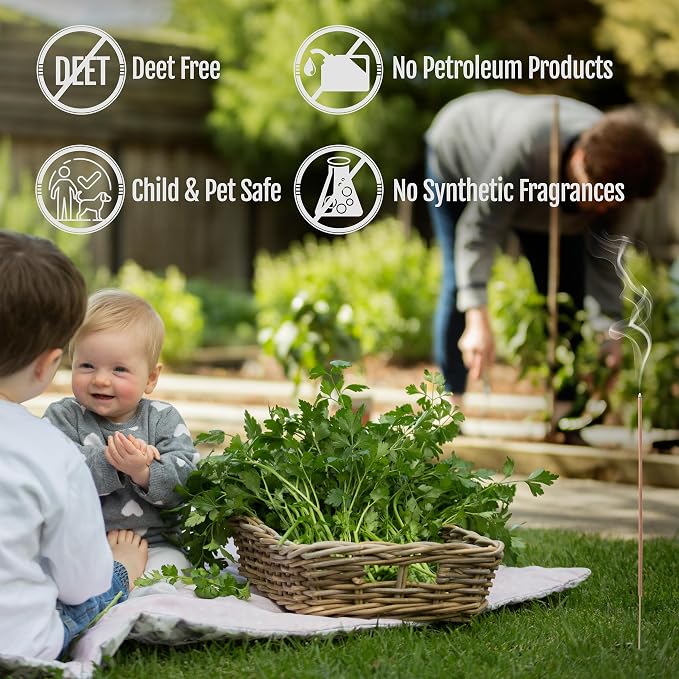USA Made - Bulk Pack Mosquito Repellent Incense Plant Based Natural Mosquito Gnat's & No See um Outdoor Patio Sticks Mintronella