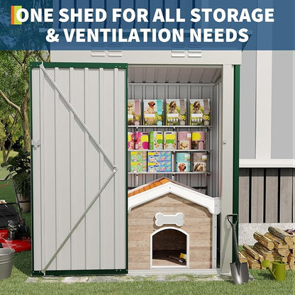Garvee 5x3 FT Outdoor Storage Shed, Tool Shed with Sloping Roof and Lockable Door, Compact Metal Tool Garden Shed for Garden, Backyard, Patio