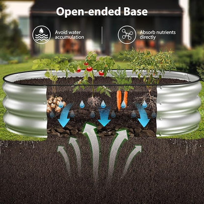Winpull Raised Garden Bed Kit, 4x2x1 ft Galvanized Planter Box Outdoor with Safety Edging, Large Metal Raised Beds for Gardening Vegetables Flower Herb (Classic Silver)