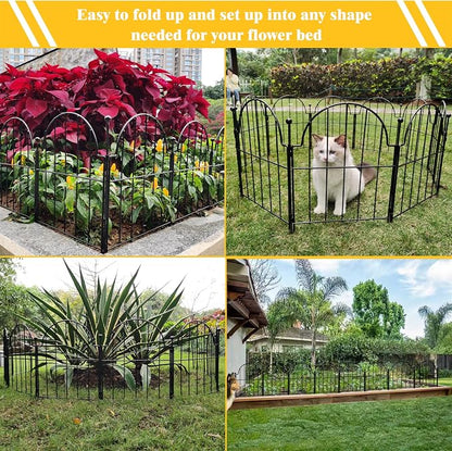 Blingluck Decorative Garden Fence, 17 in(H) x 27.5 ft(L) Arched Rustproof Metal No Dig Garden Fence Border,Ground Stake Animal Barrier Fence, Outdoor Decor for Yard & Patio,25 Pack