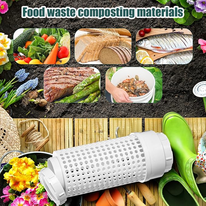 Blosssound 2 Pcs Inground Worm Composter Outdoor Farm Compost Bin Reducing Food Waste Composting Systems Sustainable Worm Composter for Raised Garden Beds at Home(11.81 x 4.33 x 4.33 Inch)