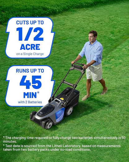 Litheli 21" Electric Lawn Mower Cordless, Self-Propelled Electric Mower with 40V Brushless Motor, Battery Powered Lawn Mower 2×8.0Ah Batteries and Rapid Charger Included