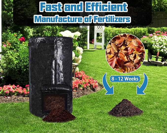 MyLifeUNIT Compost Bins Outdoor, Composting Bin for Outside Garden, Reusable Garden Yard Waste Bag, 34 Gallons (1 Pack, Black)